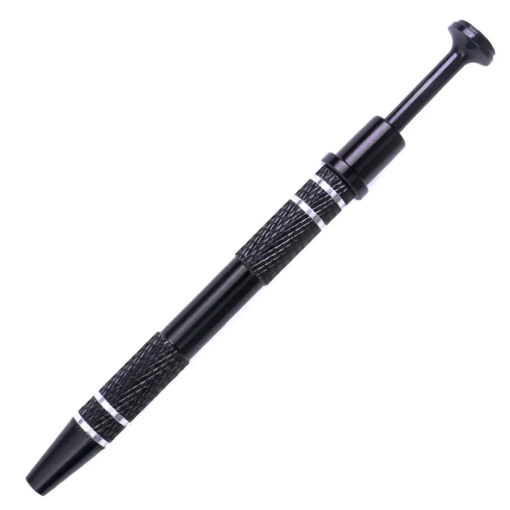 A black 4-prong precision pick-up claw tool for jewelry making with textured grip.