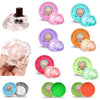 A collection of crystal clear stress putty in various colors and a storage tin.
