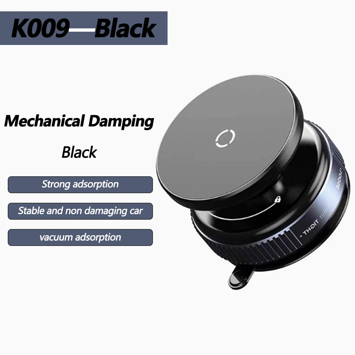 Black mechanical damping phone holder with a foldable 360 degree adjustable arm for car use