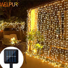 Solar-Powered LED Curtain String Lights