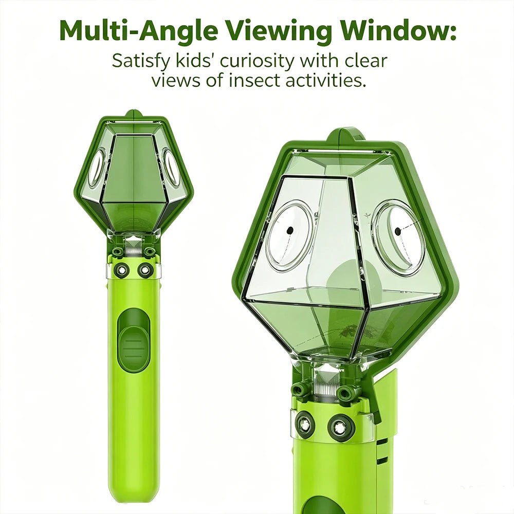 A bright green multi-angle viewing window product designed to satisfy kids' curiosity about insect activities.