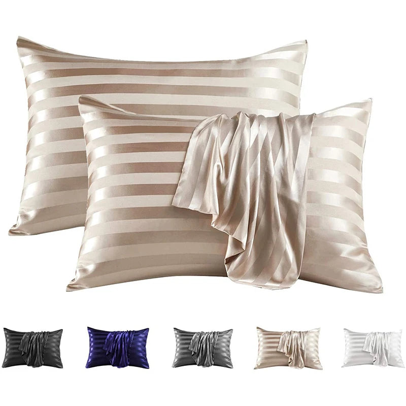 Luxurious Satin Stripe Pillowcase with Envelope Closure