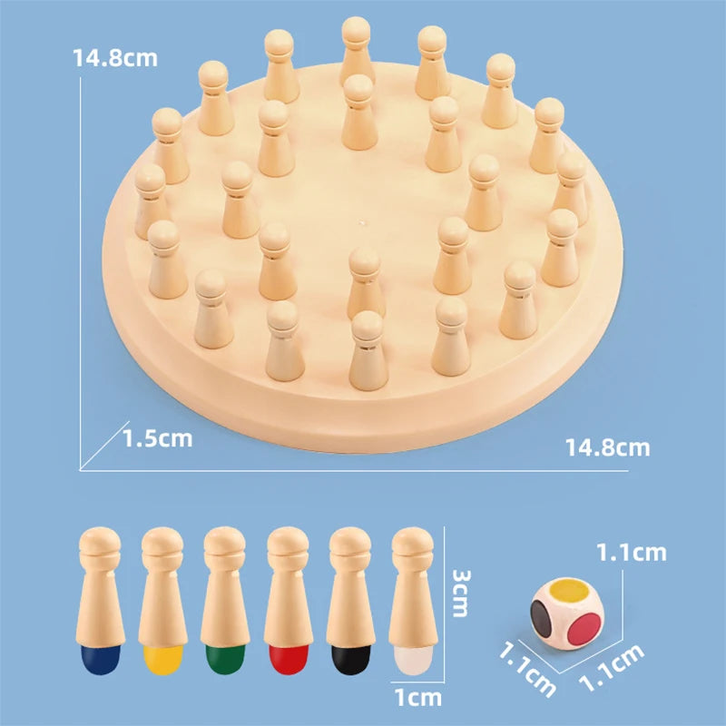 Wooden Memory Match Stick Chess Game – Montessori Color Matching Board Game