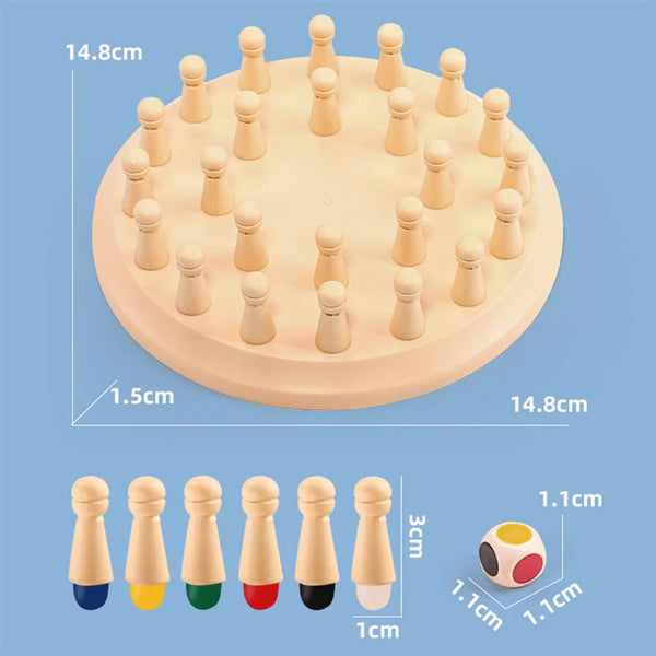 Wooden Memory Match Stick Chess Game – Montessori Color Matching Board Game