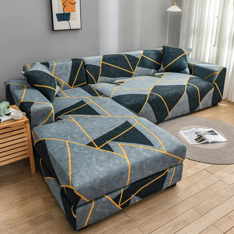 Printed Stretch Sofa Cover for L-Shaped and Corner Sofas