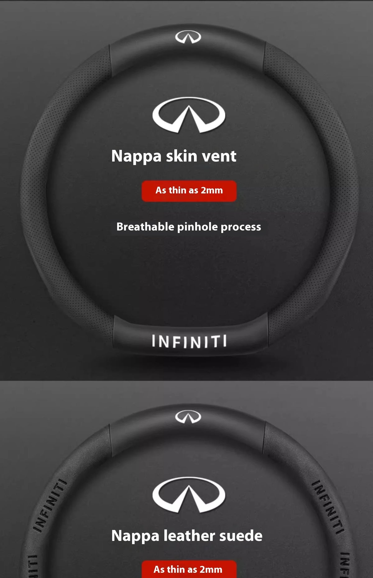 Carbon Fiber Leather Steering Wheel Cover for Infiniti Models