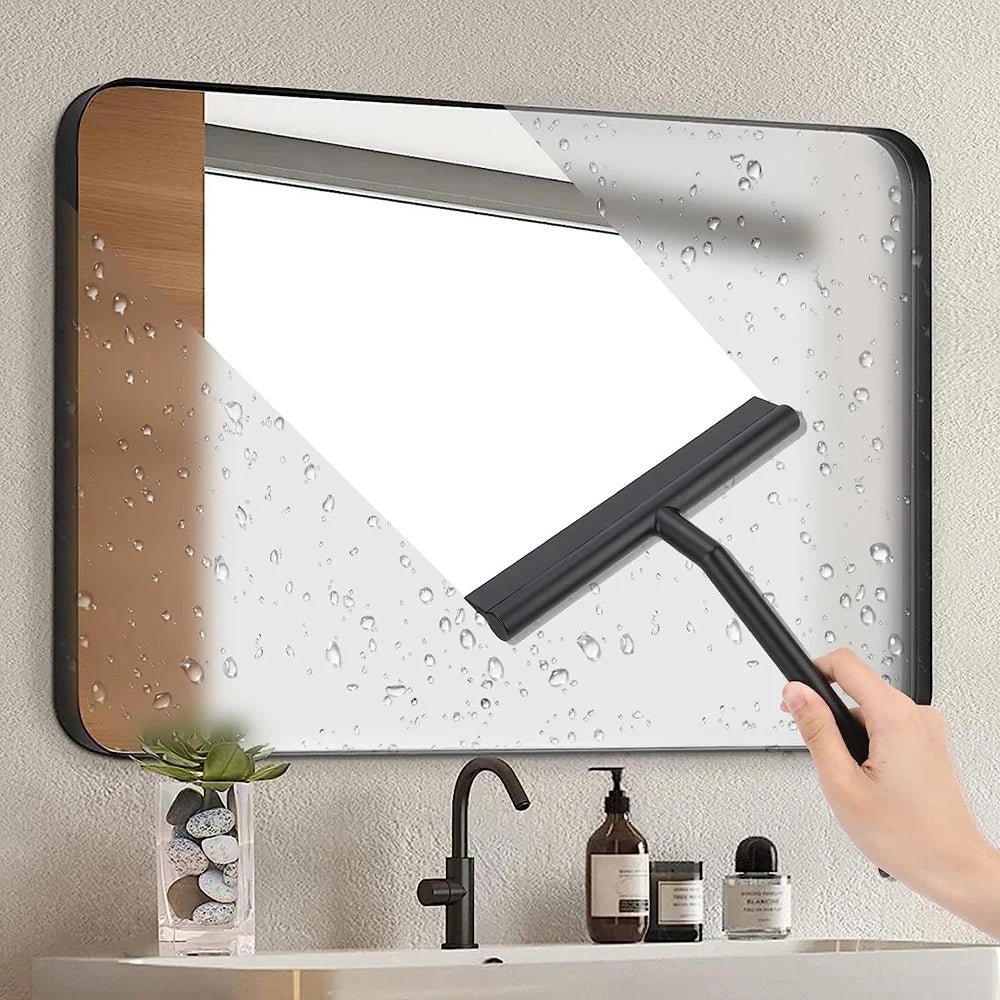 Shower Squeegee with Hanging Silicone Holder for Glass Doors & Mirrors