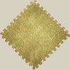 A square patch of soft, yellowish-green plush material with a serrated edge.