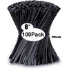 A bundle of 100 black nylon cable ties for organizing and securing cables.