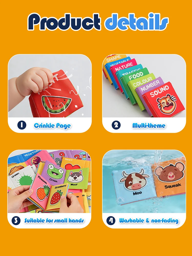 Soft Cloth Books Set for Babies – 9 Washable Early Learning Toys