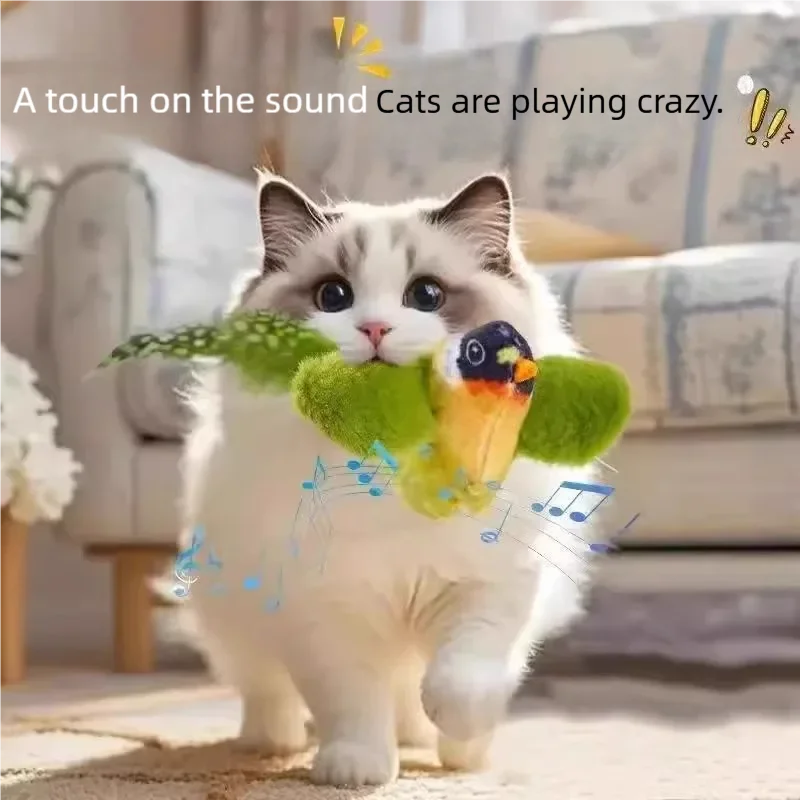 Interactive Plush Bird Cat Toy with Sound and Catnip