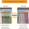 Diagram showing two modes for hanging pants: Tight Mode for Spring & Summer and Loose Mode for Autumn & Winter.