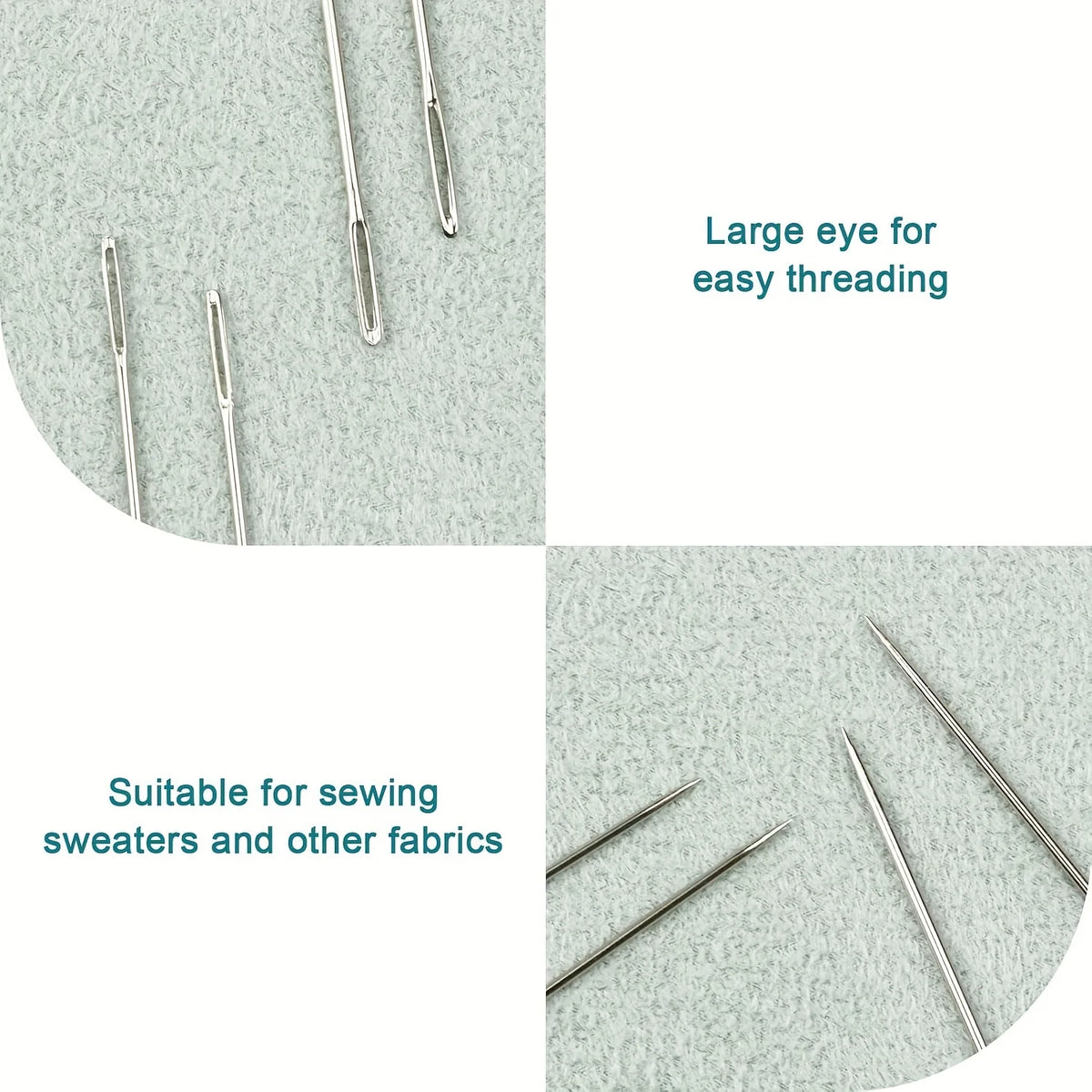 Versatile Stainless Steel Sewing Needle Set with Large Eyes