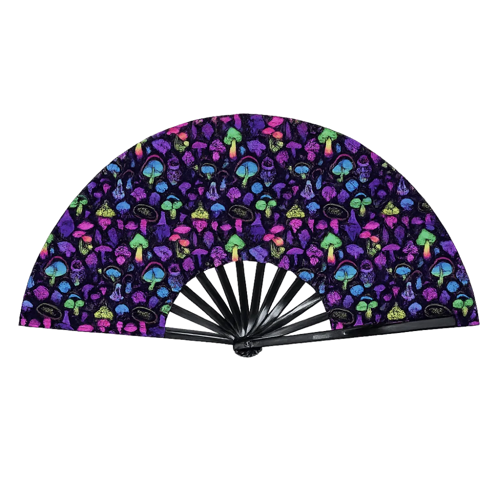 Holographic Folding Hand Fan with UV Glow Effect