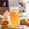 600ml Ribbed Glass Cup with Handle, Lid and Straw – Transparent