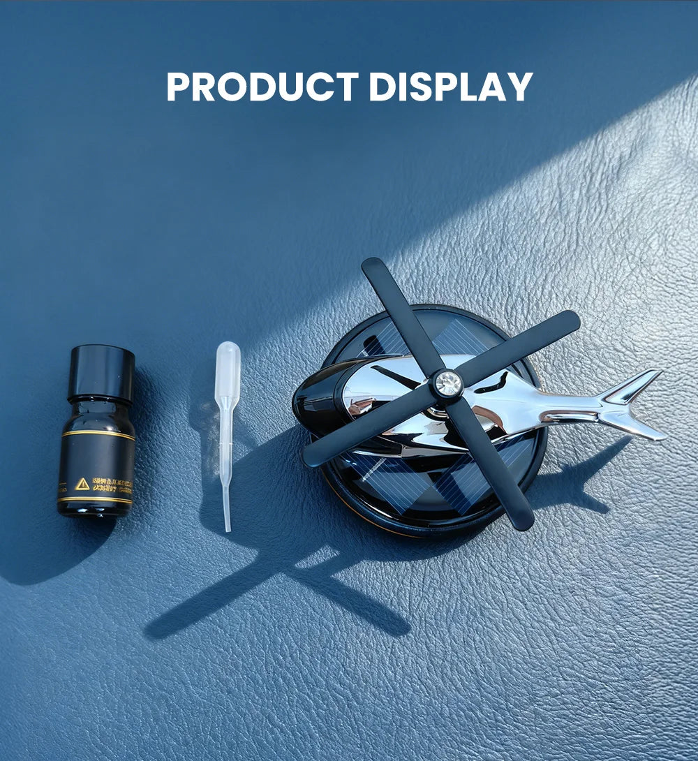 Solar-Powered Rotating Helicopter Car Air Freshener & Decorative Aromatherapy Diffuser