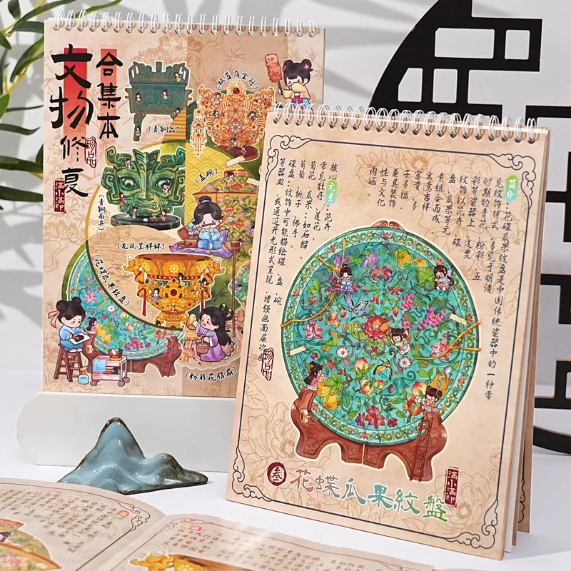 A set of three watercolor and ink painting scenes featuring a pocket cabin, landscape crafts, and nature elements for kids.