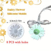 Set of 8 Daisy Flower silicone molds with holes for crafting