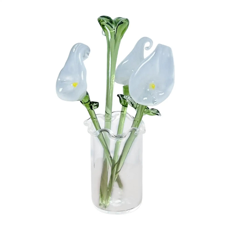 Gläserne Iris-Blumenfigur mit Vase