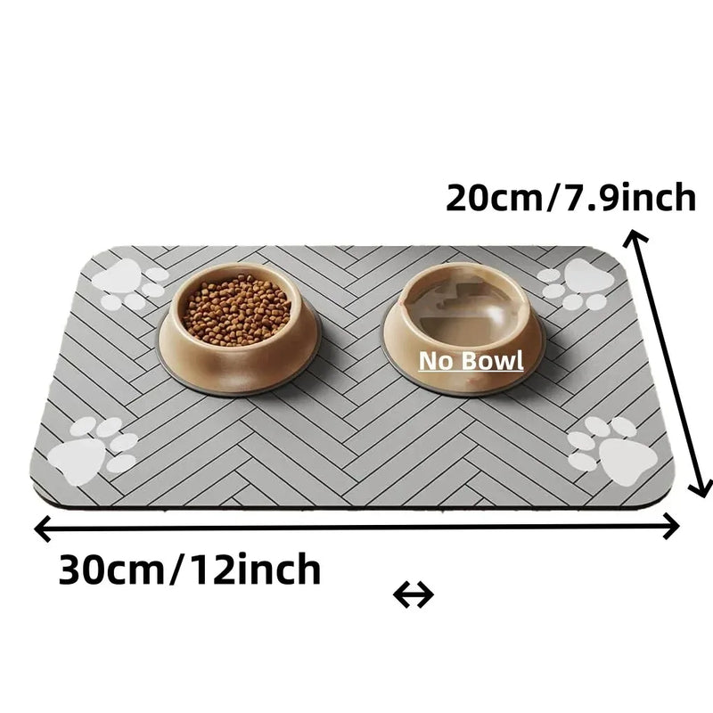Absorbent Pet Feeding Mat with Anti-Slip Rubber Backing