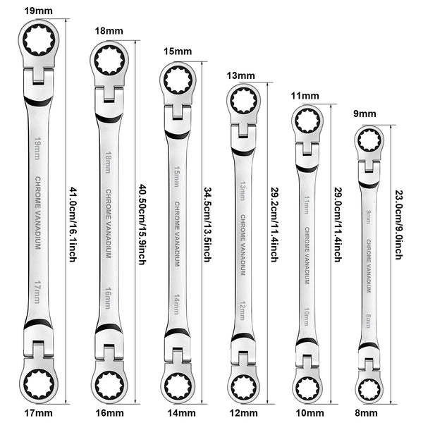 Extra-Long Ratcheting Box End Wrench Set