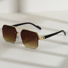 Retro Square Half-Frame Metal Sunglasses