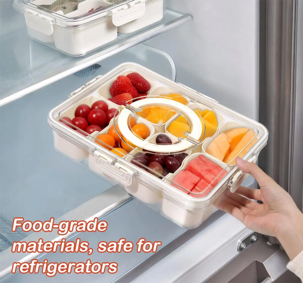 8-Compartment Portable Snack Box with Lid and Handle