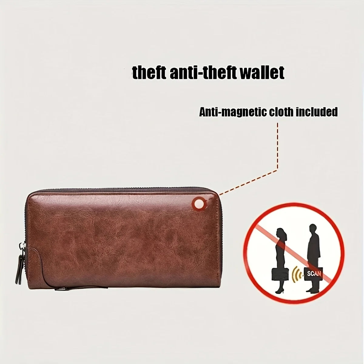 Men's RFID Blocking Leather Zipper Wallet