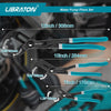 A set of Lubraton water pump pliers in various sizes, including 12 inch, 10 inch, 7 inch, and 1.26 inch.