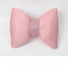 A pink silky bow car headrest pillow with a waist cushion set.