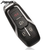 A black Ford smart key replacement shell with a translucent blade and electronic components.