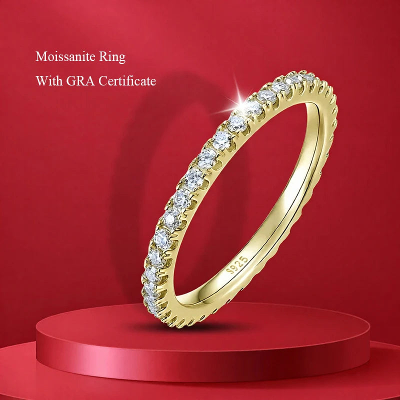 S925 Sterling Silver Moissanite Stackable Ring