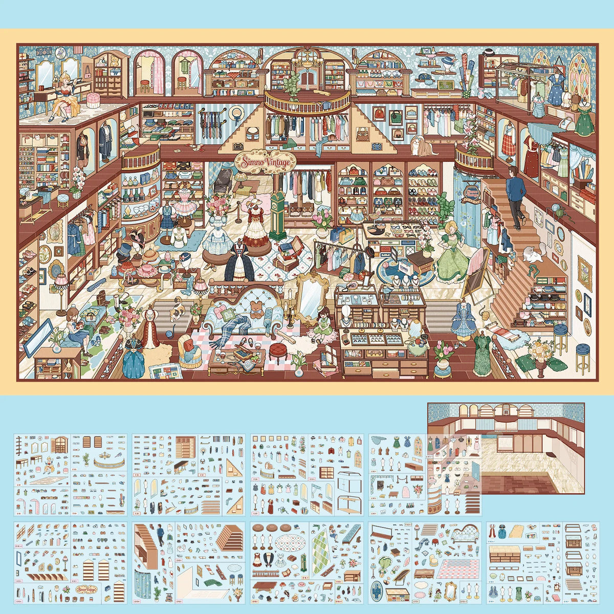 A collection of 3D house scenes and architectural elements for scrapbooking and DIY crafts.