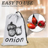 Large Drawstring Canvas Storage Bags with Side Zipper for Vegetables and Fruits