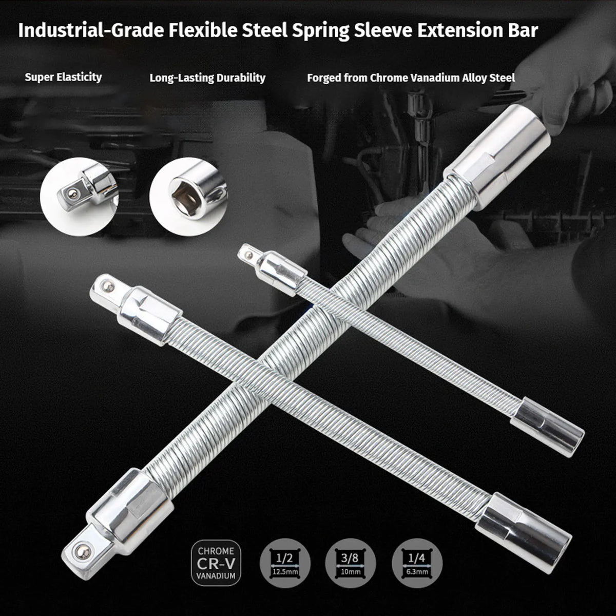 Flexible Socket Extension Bar Set with High Torque Ratchet Adapter