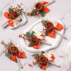Burnt Orange Silk Boutonniere Set for Wedding Groom and Groomsmen