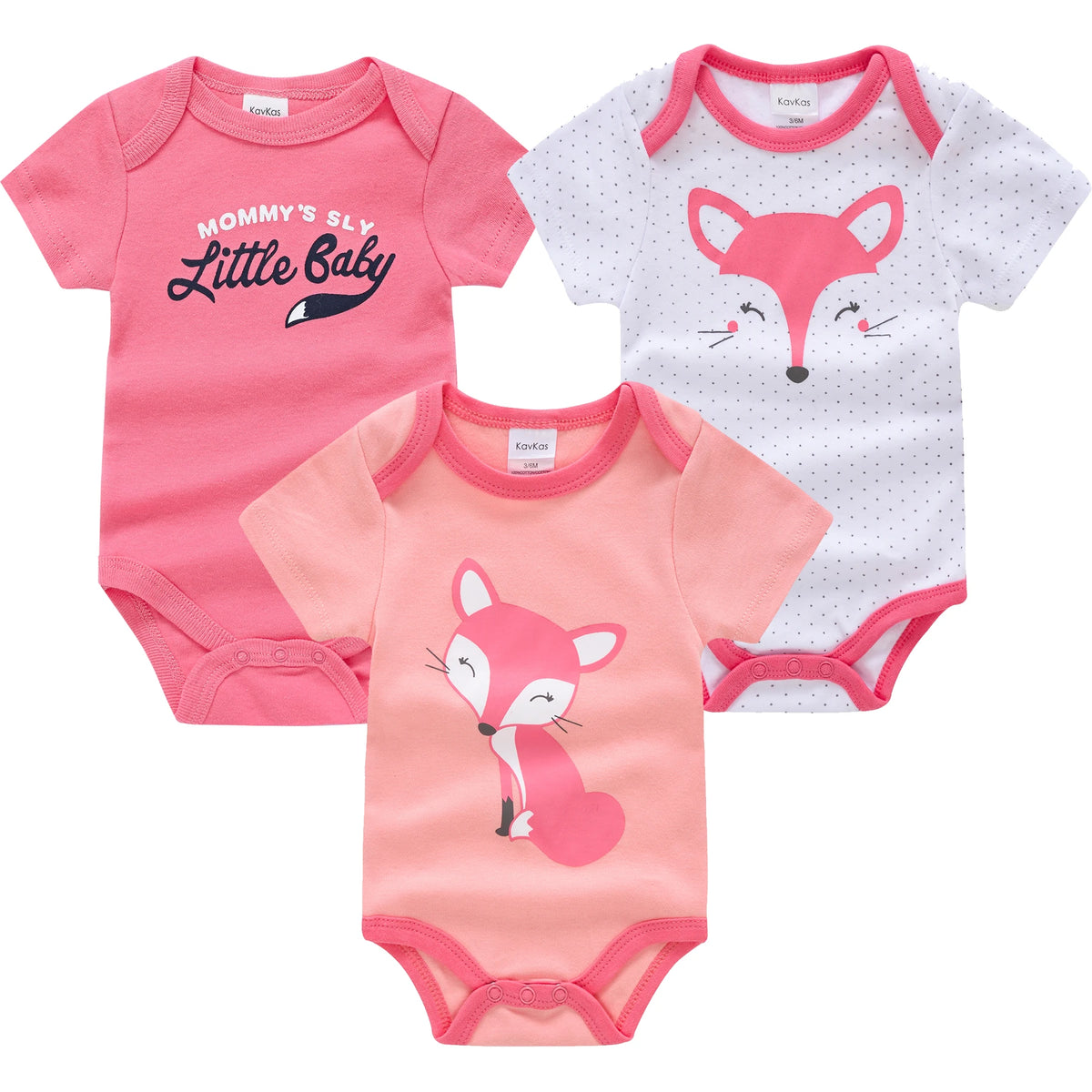 Cotton Short Sleeve Baby Bodysuits – Floral Print, 0-12 Months