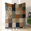 Rustic Floral Patchwork Throw Blanket – Cozy Knit Cover for Sofa and Bed