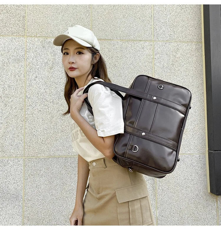 Japanese Preppy PU Leather Shoulder Bag