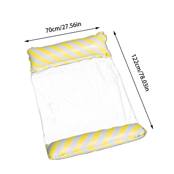 Striped Inflatable Lounge Chair with Net Backrest