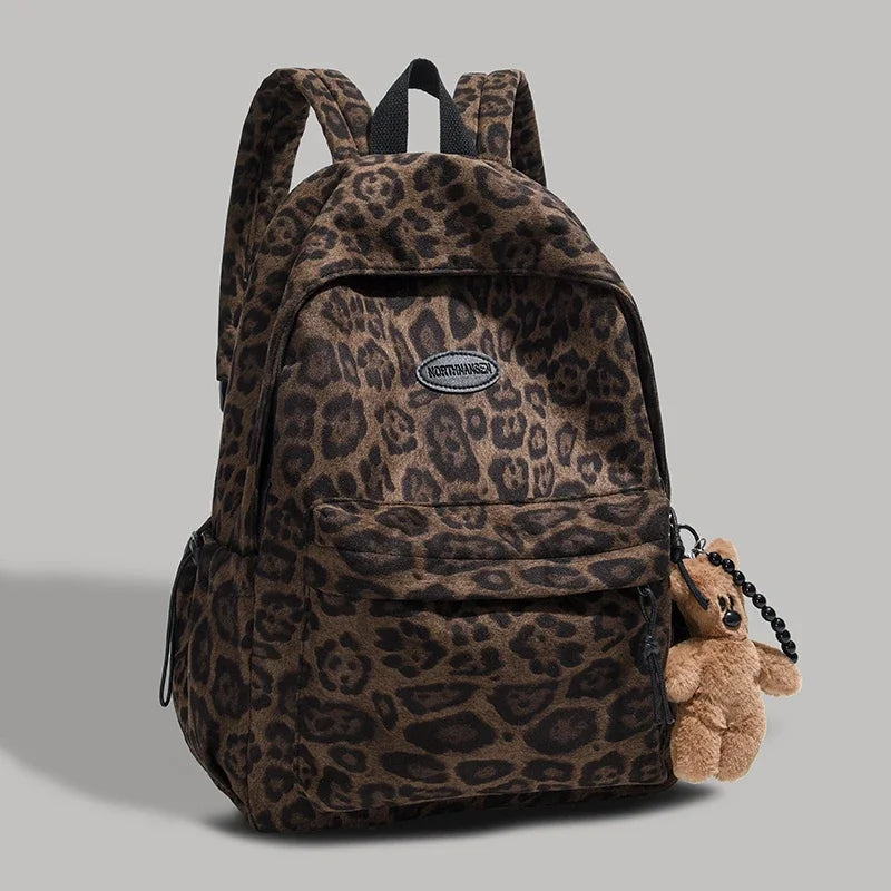 Leopard Print Casual Backpack for School & Daily Use