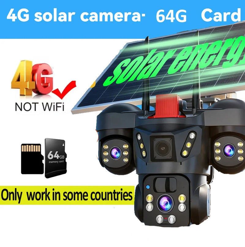Solar-Powered Triple-Lens PTZ Security Camera