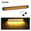 A yellow LED light bar with multiple bulbs and mounting screws for vehicles.