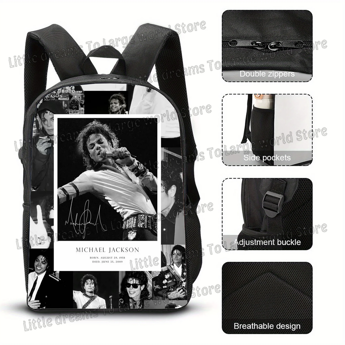 Michael Jackson 3D Print Backpack for School & Travel