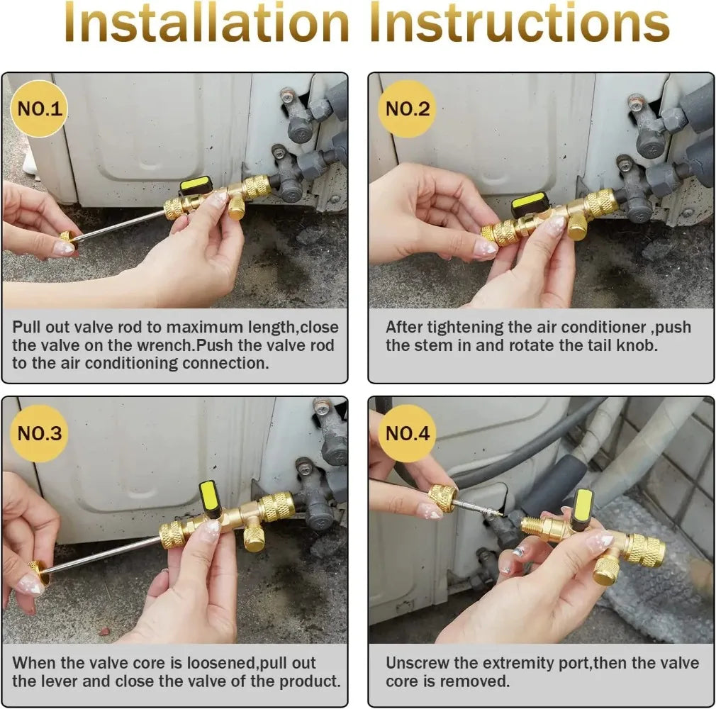 Dual-Size Refrigerant Valve Core Remover & Installer Kit with 10 Spare Cores