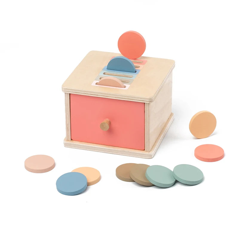 Montessori 4-in-1 Wooden Color Sorting & Shape Matching Box for Toddlers