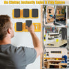 A man is mounting battery holders onto a wall, showing the product's installation and use.