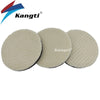 Three beige car polishing wool pads with foam backing for scratch removal