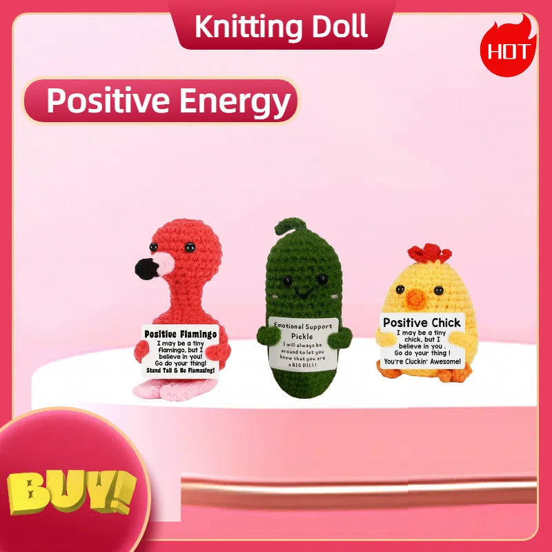 Handmade Wool Knit Potato Plush Doll with Inspirational Card