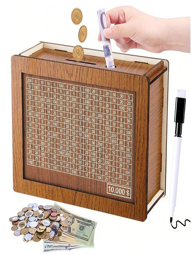 Wooden Savings Challenge Money Box